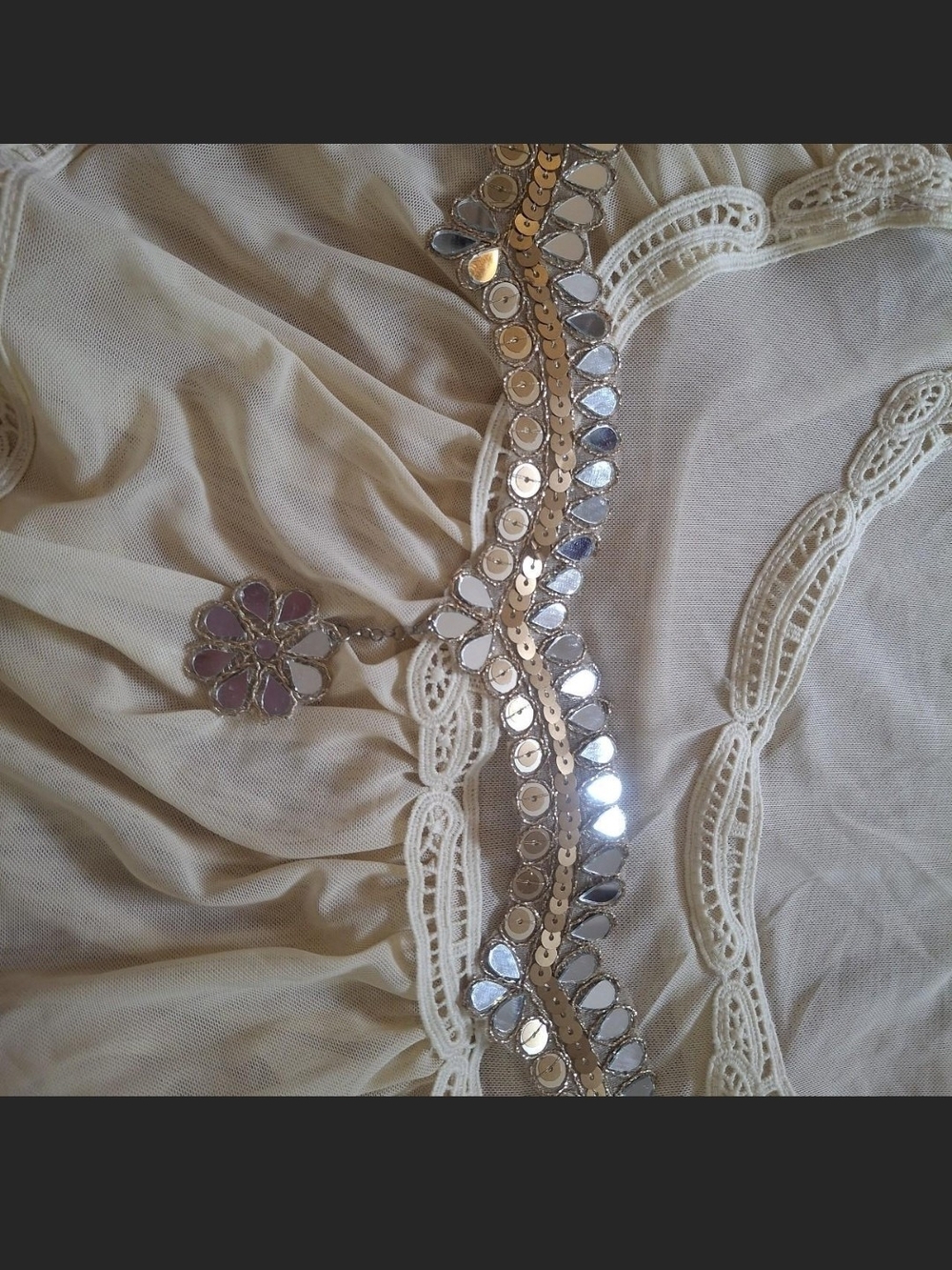 Handmade Gold Floral Mirror Choker Necklace - Women's Jewelry - Picture 8 of 8